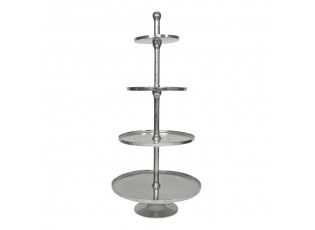 Stříbrný servírovací kulatý etažér se 4 patry 120 cm - 57*57*135cm