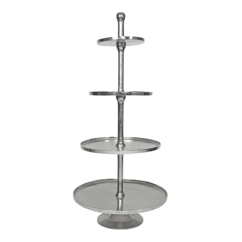 Stříbrný servírovací kulatý etažér se 4 patry 120 cm - 57*57*135cm