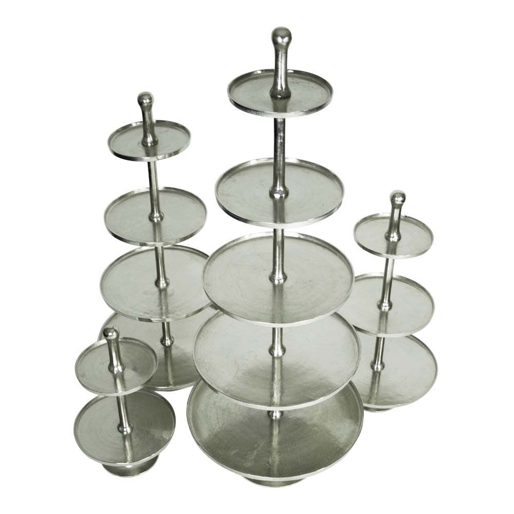 Stříbrný servírovací kulatý etažér se 4 patry 120 cm - 57*57*135cm Mars & More Stříbrný servírovací kulatý etažér se 4 patry 120 cm - 57*57*135cm Mars & More