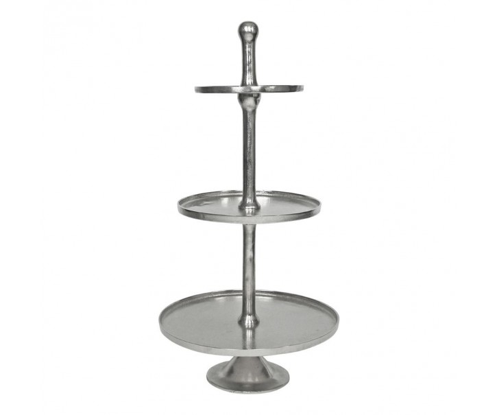 Stříbrný servírovací kulatý etažér se 3 patry - 80 cm - 47*47*98cm Mars & More 