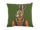 Zelený gobelínový polštář se zajícem ve vestě - 45*15*45cm Mars & More 