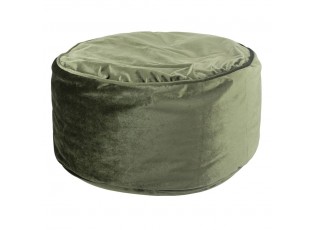 Mechově zelený sametový kulatý puf Copper - 60*60*30cm