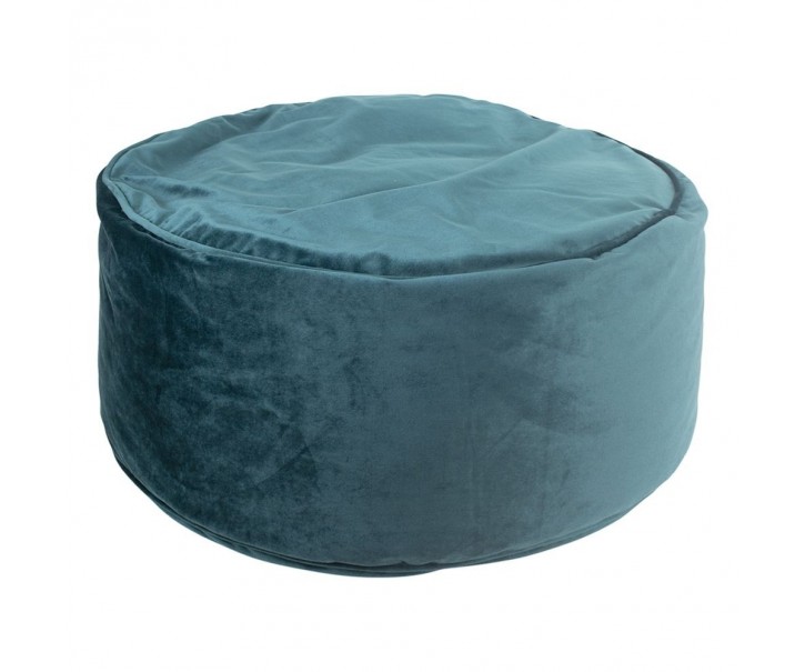 Petrolejový sametový pouf / sedák na zem - Ø 60*30cm Mars & More 