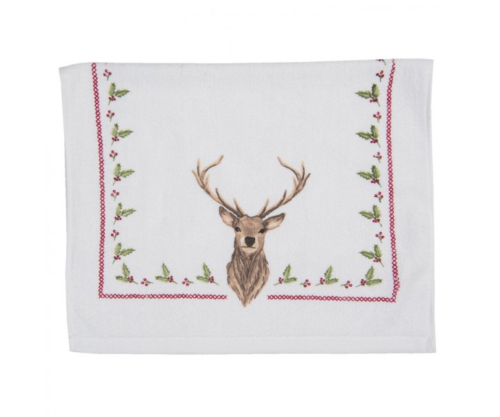 Froté kuchyňský ručník s jelenem Cosy Lodge - 40*66 cm Clayre & Eef