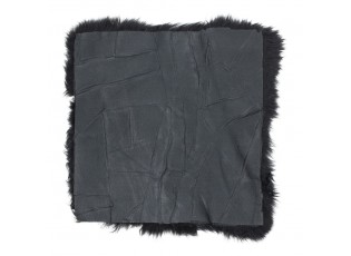 Černý chlupatý kožený podsedák Sity - 40*40*2cm
