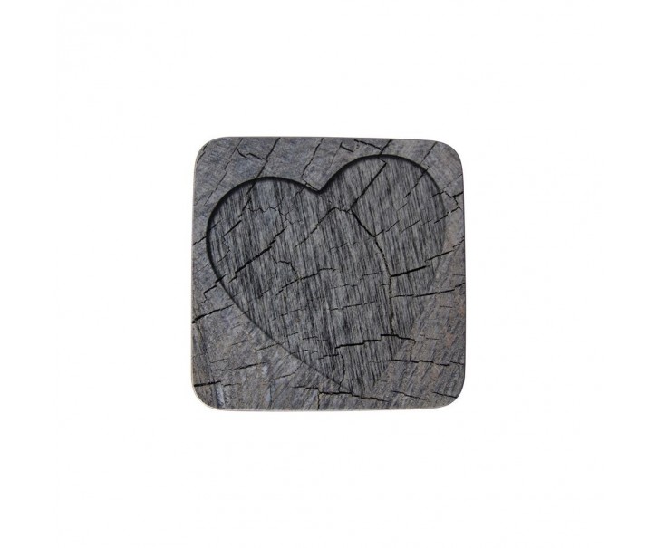 6ks šedé korkové podtácky srdce ve stromu Hearts grey - 10*10*0,4cm Mars & More 