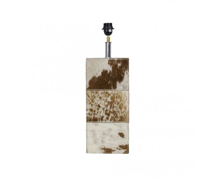 Základna lampy hranatá z hovězí kůže hnědá / bílá - 13,5*13,5*45cm/E27 Mars & More 