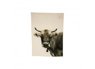 Béžová bavlněná utěrka s motivem švýcarské krávy - 70*50cm