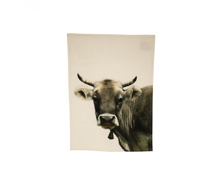 Béžová bavlněná utěrka s mmotivem švýcarské krávy - 70*50cm Mars & More 