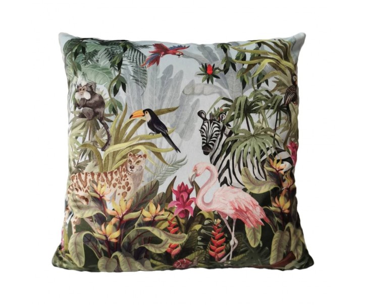 Sametový polštář s plameňákem Jungle Flamingo - 45*45*10cm Mars & More 