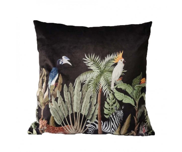 Černý sametový polštář Jungle Cacadu - 45*45*10cm Mars & More 