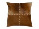 Hnědý kožený polštář s výrazným stehem Stitch Cow - 45*45*15cm Mars & More 