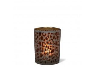 Skleněný svícen s motivem Leoparda S - 7*7*8cm