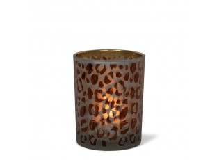 Skleněný svícen s motivem Leoparda M - 8*8*10cm