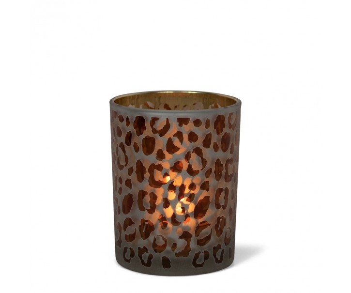 Skleněný svícen s motivem Leoparda M - 8*8*10cm Mars & More 