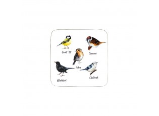 6ks pevné korkové podtácky ptáčci Garden birds - 10*10*0,4cm