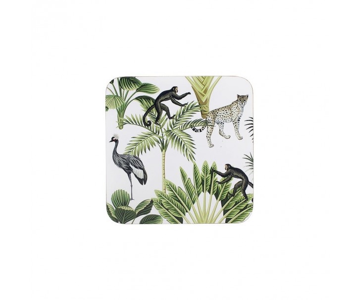 6 ks pevné korkové podtácky Jungle White - 10*10*0,4cm Mars & More 