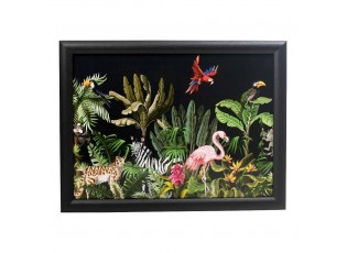 Černý podnos na nohy s motivem džungle Jungle black - 43*33*7cm