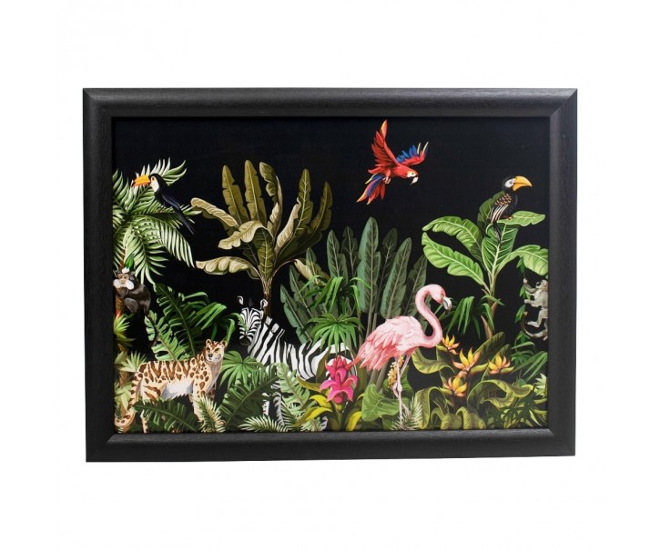 Černý podnos na nohy s motivem džungle Jungle black - 43*33*7cm Mars & More 