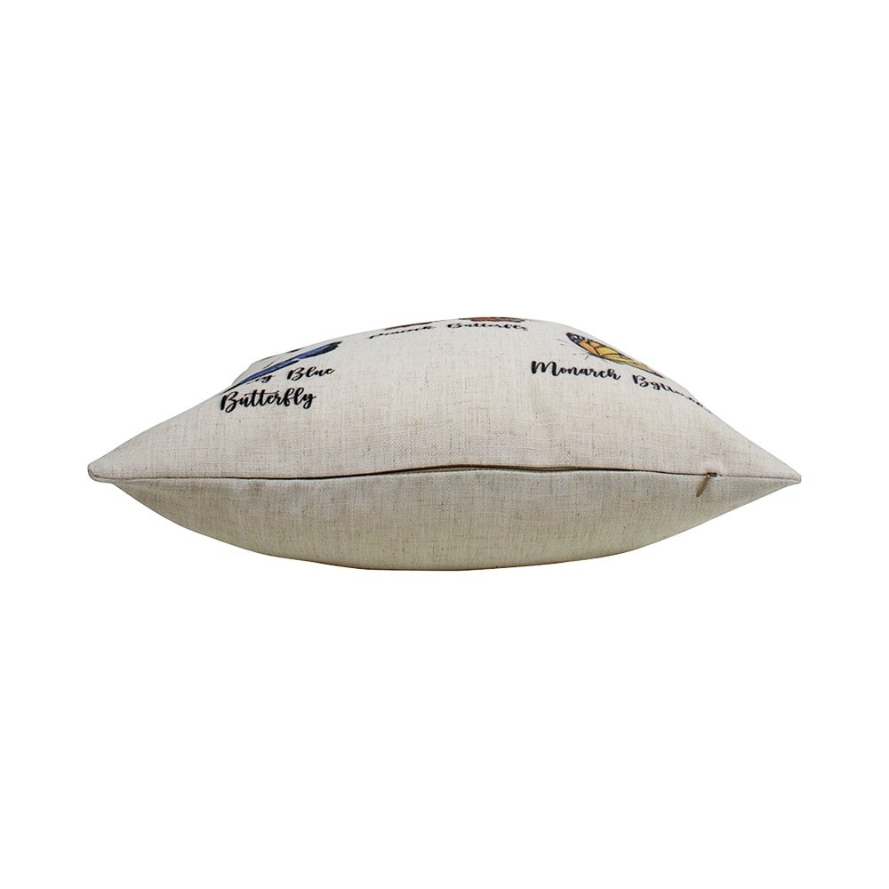 Bílý lněný polštář s potiskem motýlů - 45*45*10cm Mars & More Bílý lněný polštář s potiskem motýlů - 45*45*10cm Mars & More