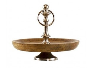 Dřevěno-kovový servírovací 1- patrový etažér Woodd - Ø 21*17cm