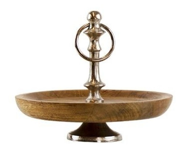 Dřevěno-kovový servírovací 1-vrstvý etažér Woodd - Ø 21*17cm Mars & More 
