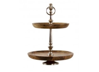 Dřevěno-kovový servírovací 2- patrový etažér Woodd - Ø25*34cm