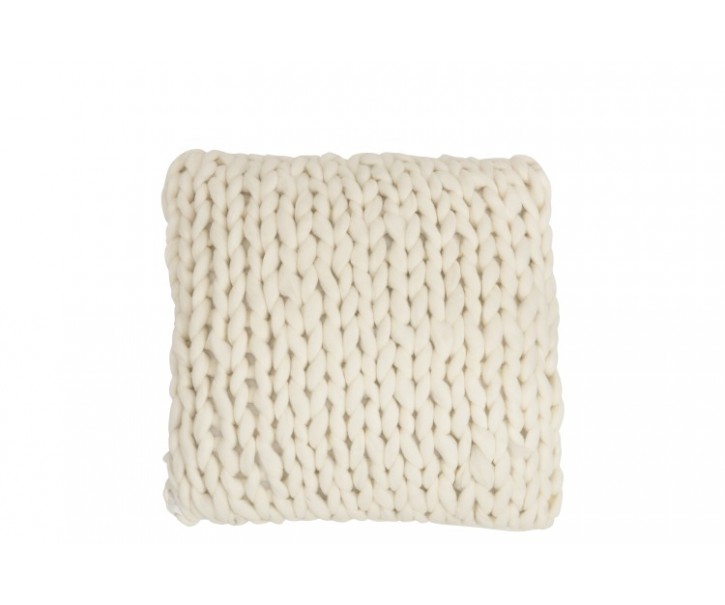 Pletený krémový polštář Tricot white - 40*40 cm J-Line by Jolipa