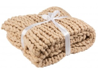 Pletený přírodní pléd Tricot crema - 152*127 cm