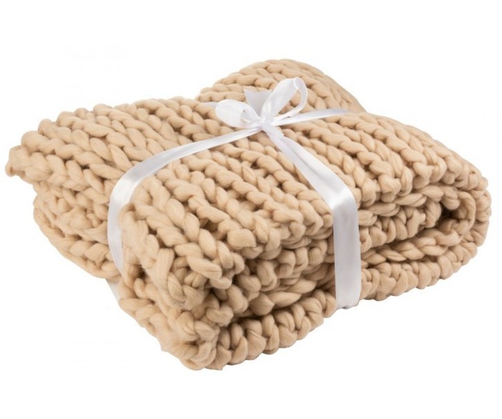 Pletený přírodní pléd Tricot crema - 152*127 cm J-Line by Jolipa