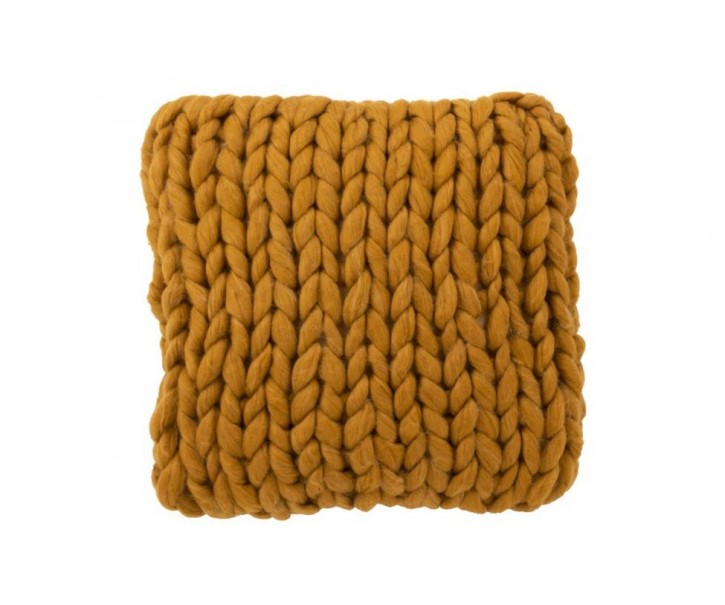 Pletený okrový polštář Tricot ochre - 40*40 cm J-Line by Jolipa