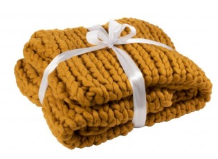 Pletený okrový pléd Tricot ochre - 152*127 cm