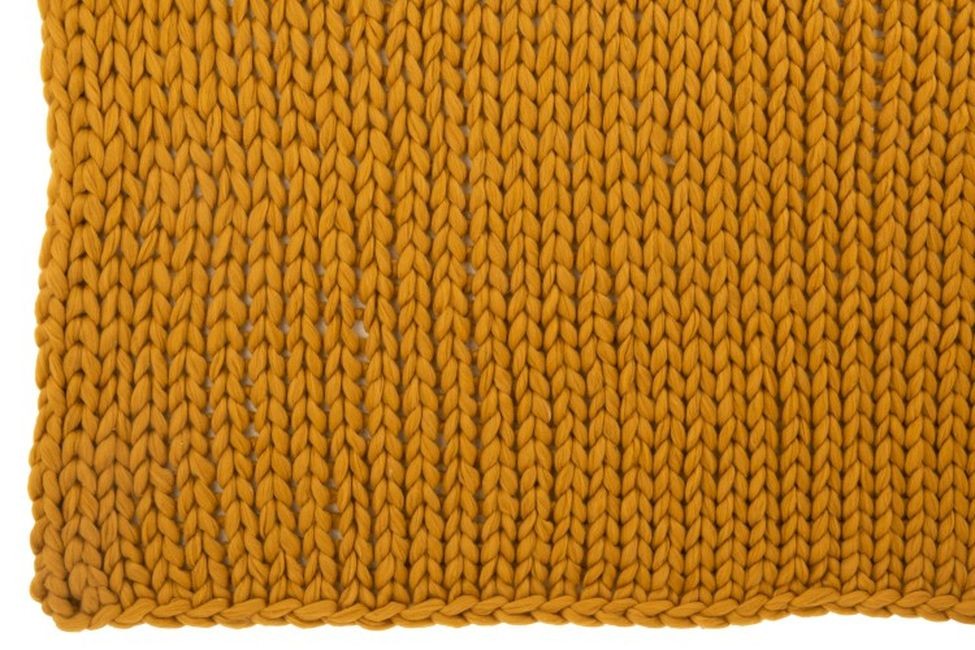 Pletený okrový pléd Tricot ochre - 152*127 cm J-Line by Jolipa Pletený okrový pléd Tricot ochre - 152*127 cm J-Line by Jolipa