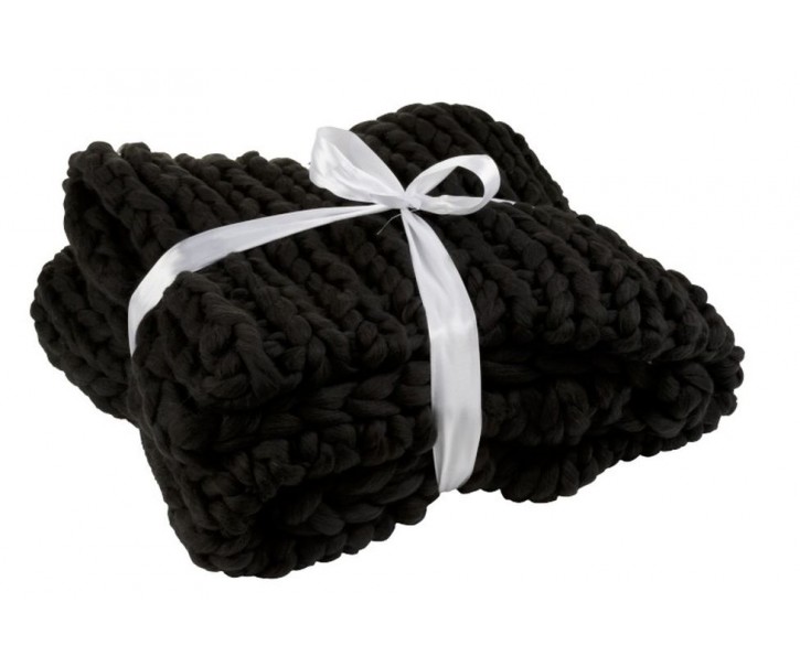 Pletený černý pléd Tricot black - 152*127 cm J-Line by Jolipa
