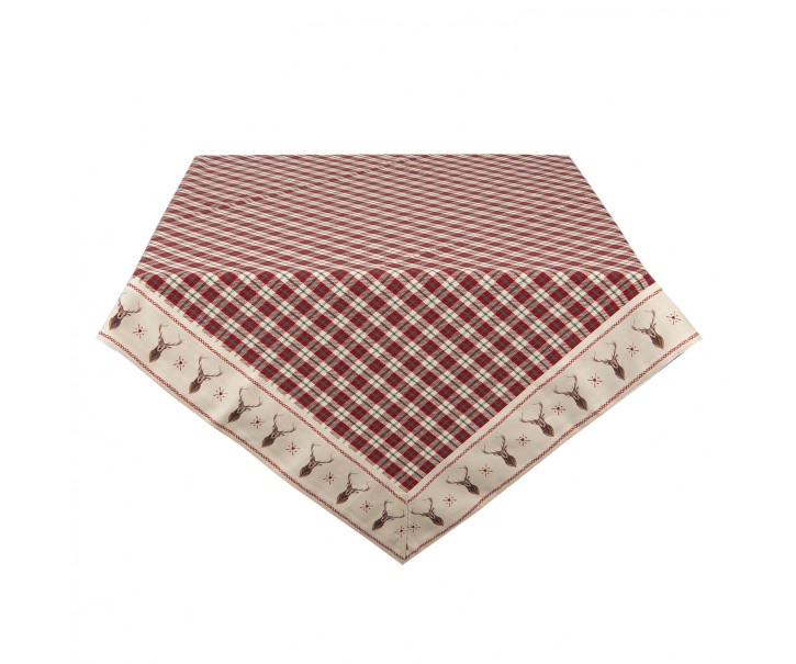 Kostkovaný ubrus na stůl s jeleny Cosy Lodge - 100*100 cm Clayre & Eef