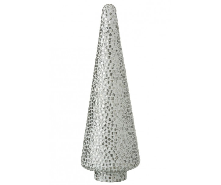 Stříbrno - bílý skleněný stromek Mosaic - Ø 13*41cm J-Line by Jolipa