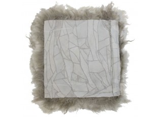 Kožený šedý podsedák dlouhý chlup Curly grey - 40*40*2cm 