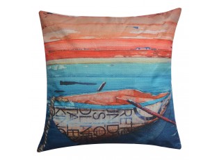 Barevný dekorační polštář s loďkou - 43*43 cm