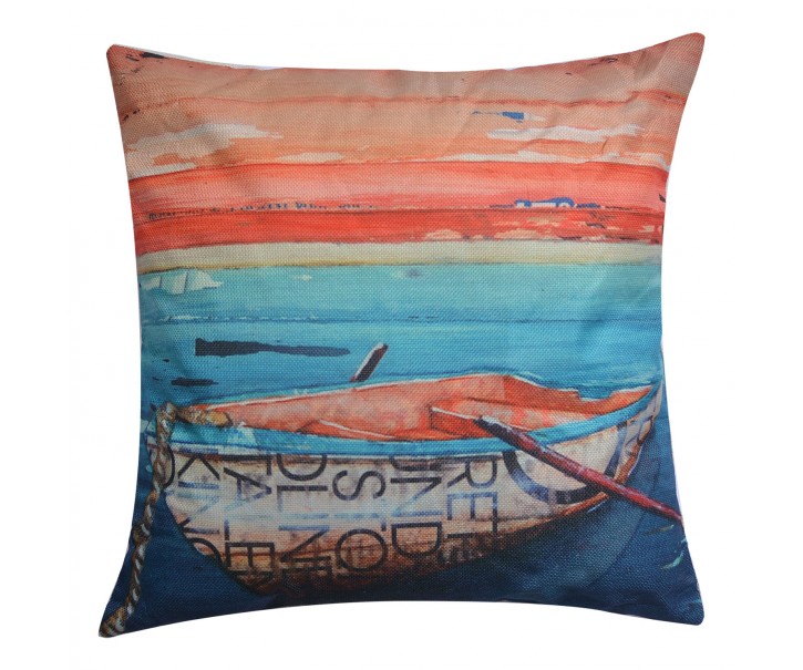 Barevný dekorační polštář s loďkou - 43*43 cm Clayre & Eef