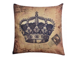 Polštář s historickým potiskem a korunou - 43*43 cm