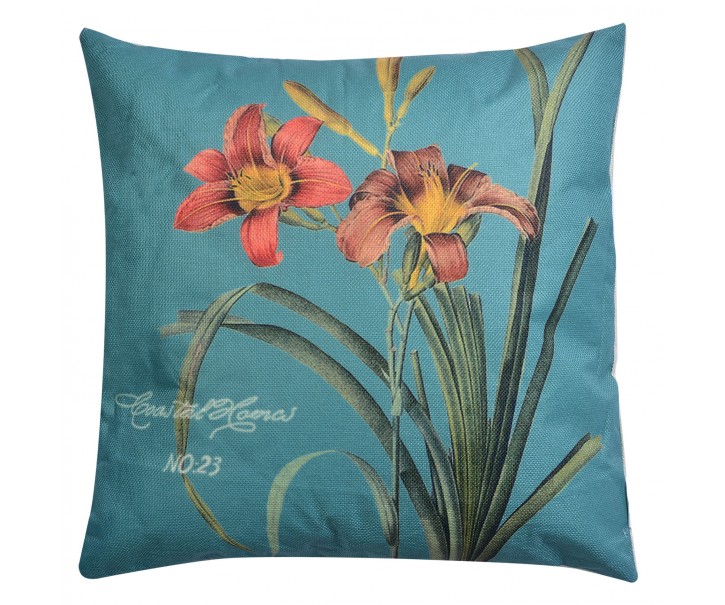 Dekorační polštář s výplní s motivem lilií - 43*43 cm Clayre & Eef