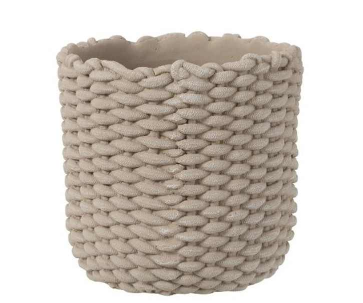 Šedý cementový obal na květináč ve tvaru košíku - Ø 29,5*28 cm J-Line by Jolipa