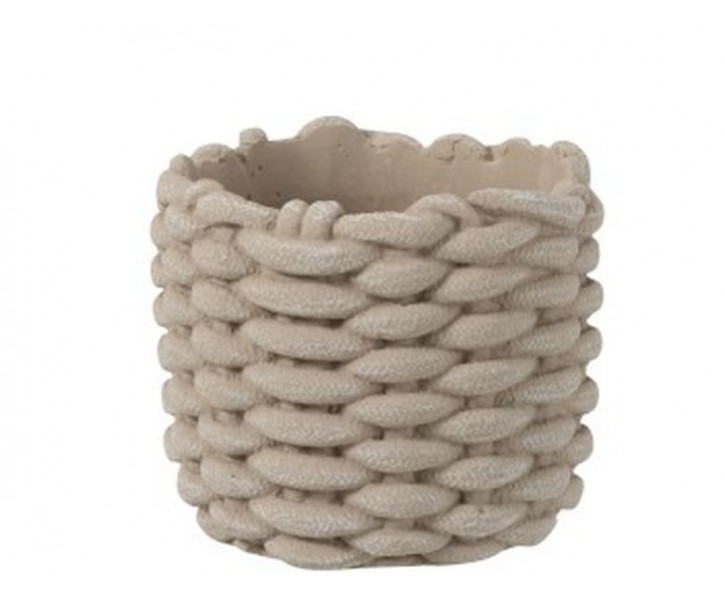 Šedý cementový obal na květináč ve tvaru košíku - Ø 16,5*14,5 cm J-Line by Jolipa