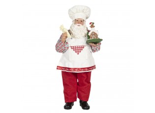 Vánoční dekorace Santa cukrář s perníkovou chaloupkou - 13*10*28 cm