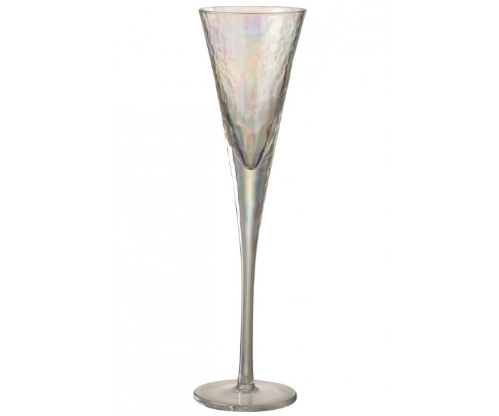 Duhová sklenička na šampaňské Oil transparent - Ø 7*28 cm J-Line by Jolipa