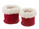 Sada 2 bílo-červených chlupatých obalů na květináče Plush pots – Ø 27 *25 cm J-Line by Jolipa