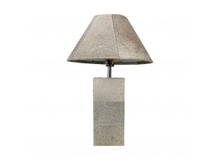 Základna lampy hranatá z hovězí kůže šedá - 13,5*13,5*45cm/E27