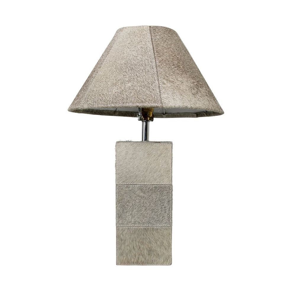 Základna lampy hranatá z hovězí kůže šedá - 13,5*13,5*45cm/E27 Mars & More Základna lampy hranatá z hovězí kůže šedá - 13,5*13,5*45cm/E27 Mars & More