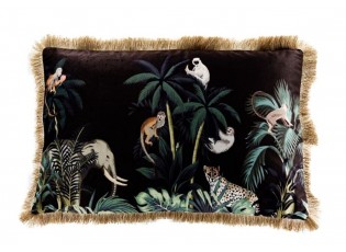 Barevný sametový polštář s třásněmi Jungle - 40*60*10cm