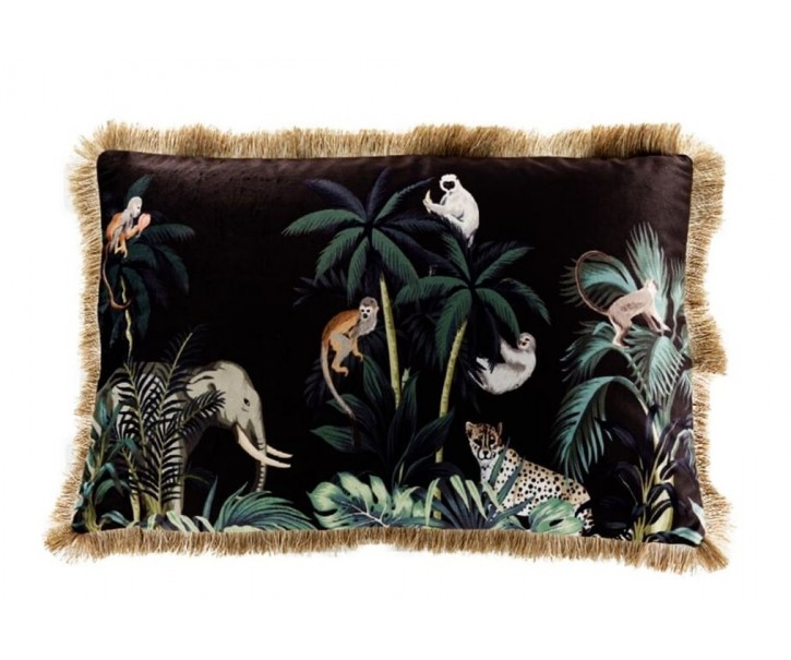 Barevný sametový polštář s třásněmi Jungle - 40*60*10cm Mars & More 